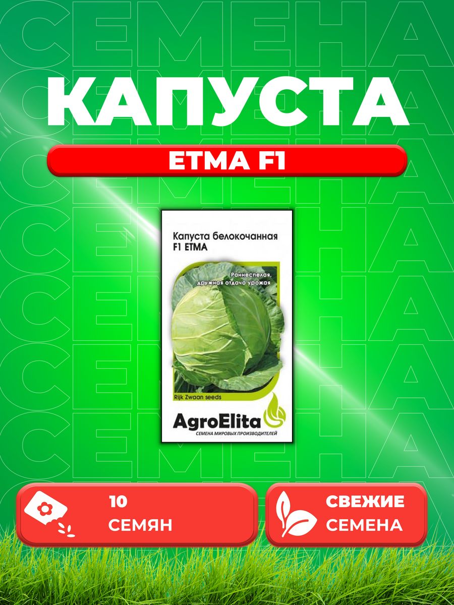 Семена капуста белокочанная Етма F1 AgroElita 1999950195-1 1 уп 228₽