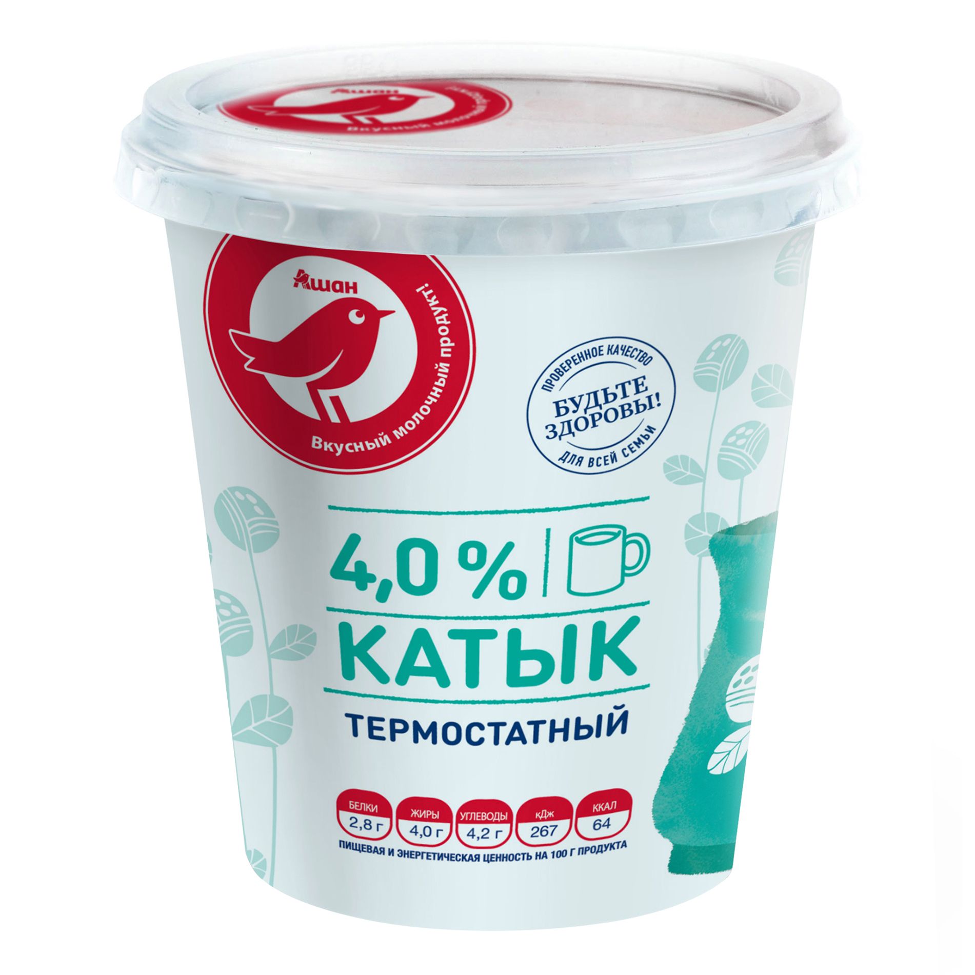 

Продукт кисломолочный Катык АШАН Красная птица термостатный 4% БЗМЖ, 350 г