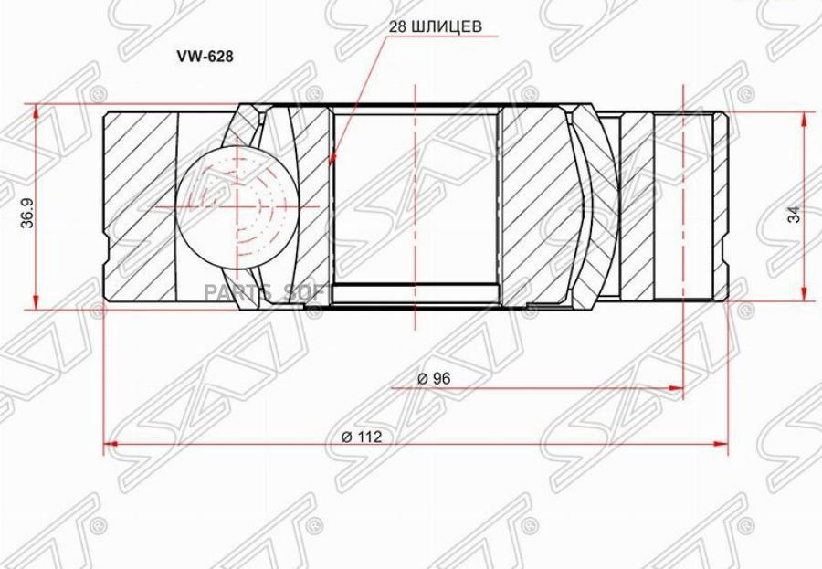 

SAT Шрус внутренний VOLKSWAGEN TOUAREG 03-/AMAROK 10-/AUDI Q7 06-15/PORSCHE CAYENNE 02-10