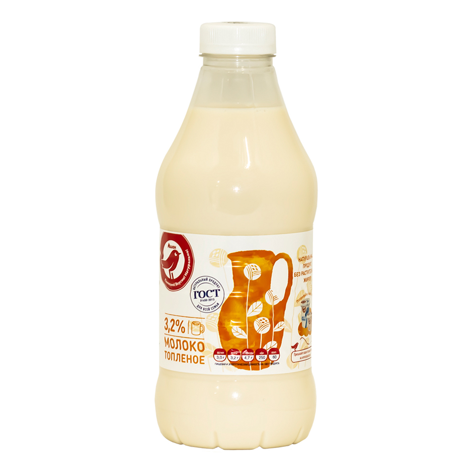 Молоко 3,2% питьевое топленое 925 мл АШАН Красная птица