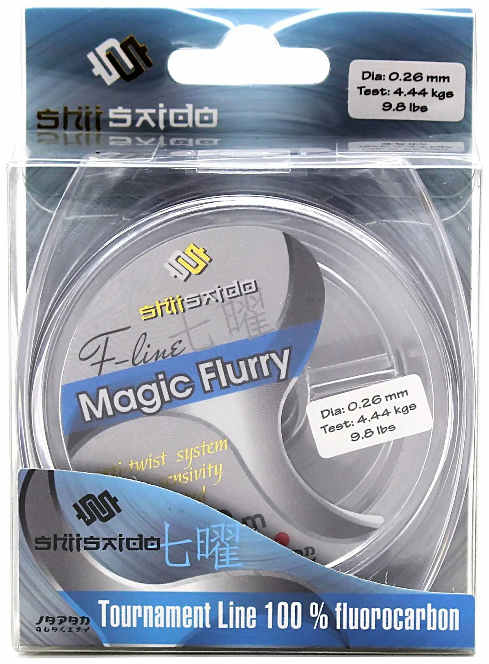 Леска флюорокарбон Shii Saido Magic Flurry, L-30 м, d-0,135 мм, test-1,29 кг, прозрачная/1