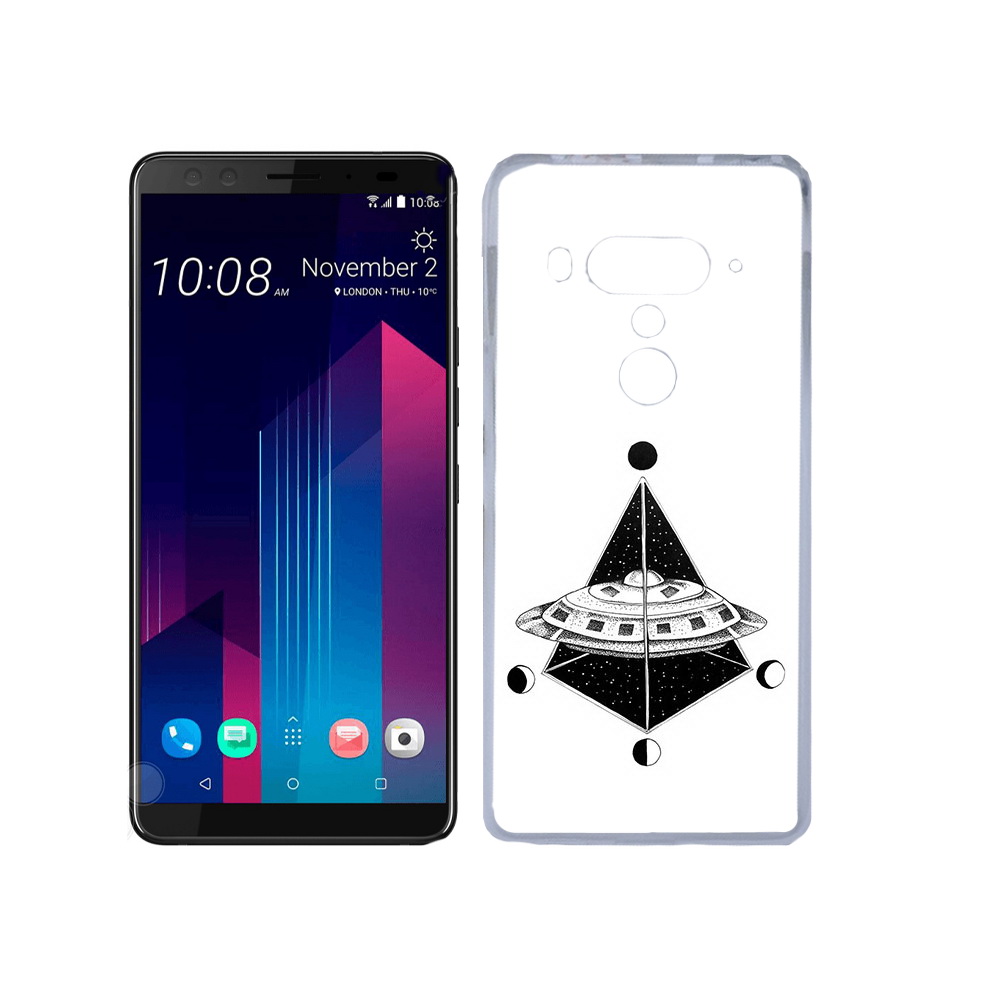 

Чехол MyPads Tocco для HTC U12+ черно белая летающая тарелка, Прозрачный, Tocco