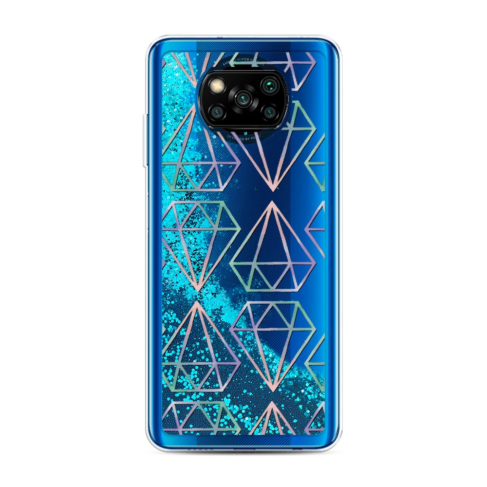 

Жидкий чехол с блестками "Бриллианты голографика" на Xiaomi Poco X3 NFC, 39293-1