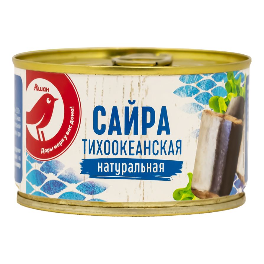 

Сайра тихоокеанская АШАН Красная птица натуральная, 250 г