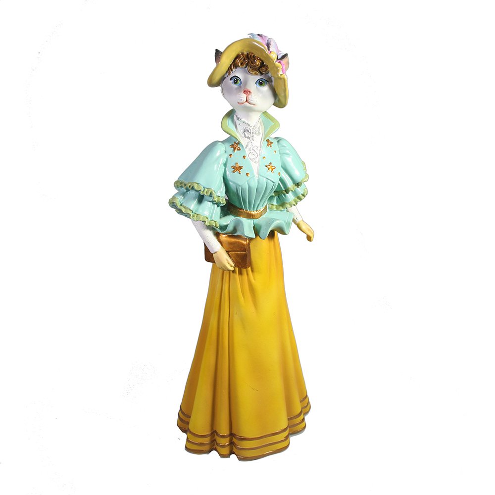 

Фигура декоративная Леди Кошка (бирюза+горчичный) 10*12*30см KSMR-718055/D160