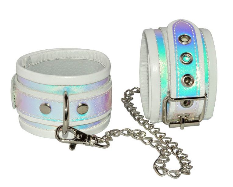 Кожаные оковы с перламутровым блеском Sitabella белые