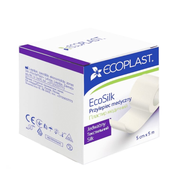 

ECOPLAST ПЛАСТЫРЬ МЕД ФИКС ТЕКСТИЛ ECOSILK 5X5, Белый