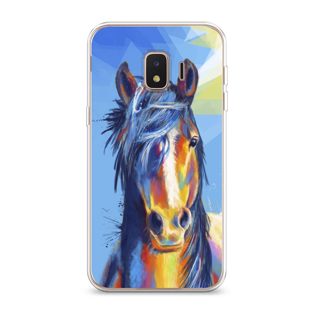 

Чехол на Samsung Galaxy J2 Core (2020) "Лошадь арт 3", Голубой;желтый;синий, 2100550-1