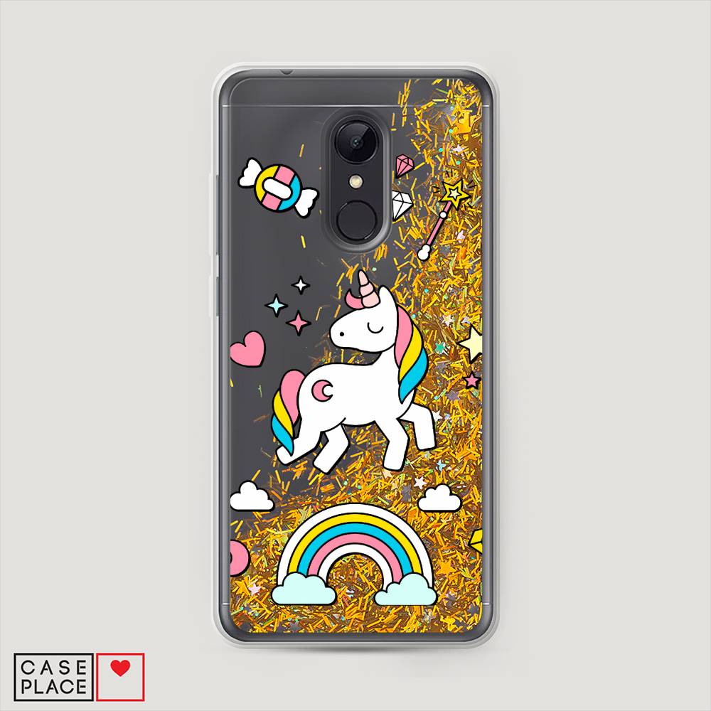 

Жидкий чехол с блестками "Принцесса единорог" на Xiaomi Redmi 5, 33090-1