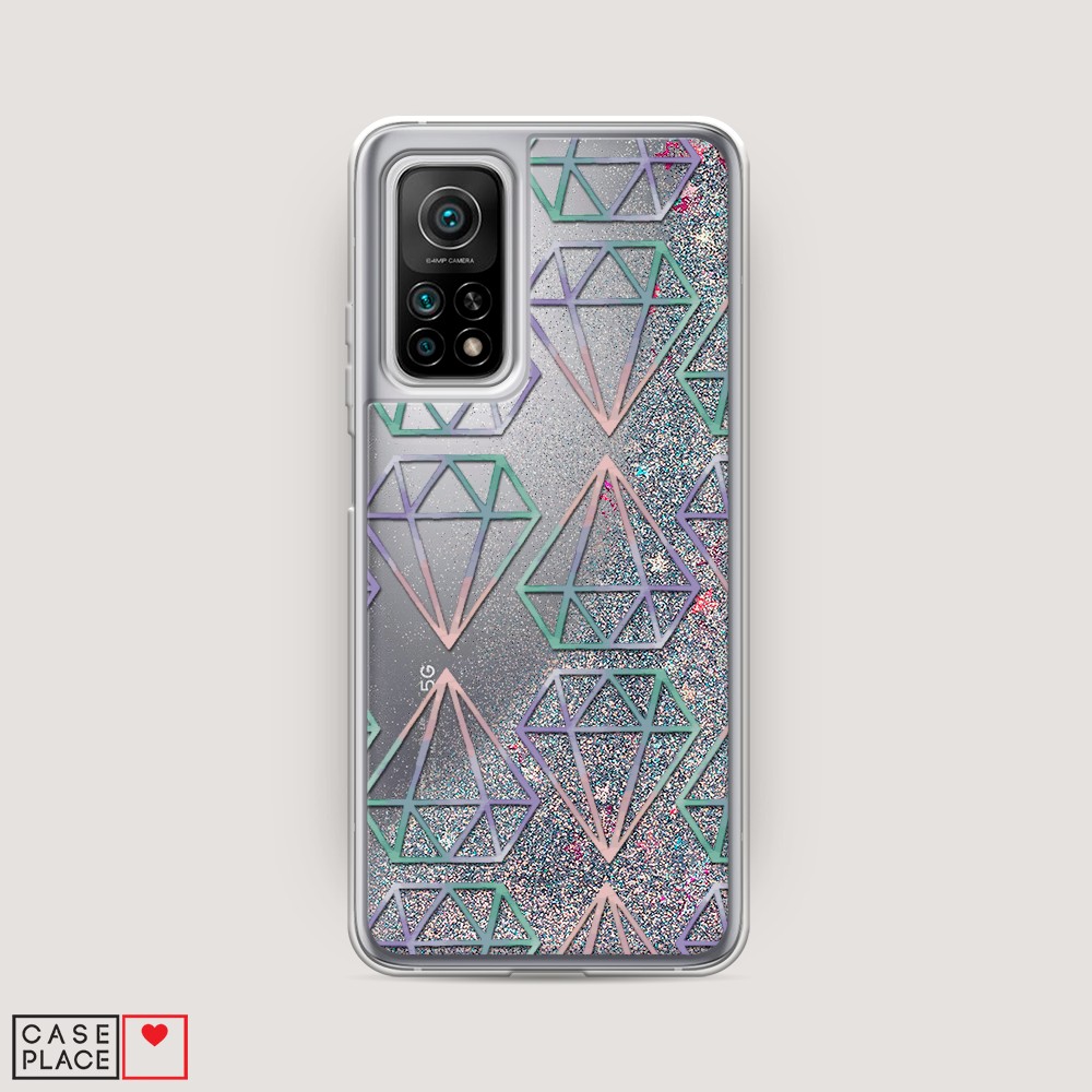 

Жидкий чехол с блестками "Бриллианты голографика" на Xiaomi Mi 10T