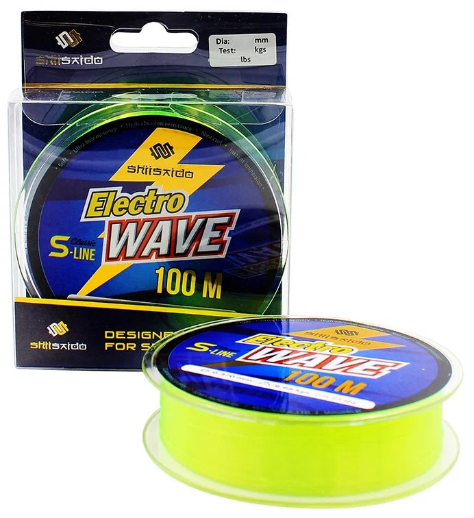 Леска Shii Saido Electro wave, L-100 м, d-0,165 мм, test-2,16 кг, желтая/100/