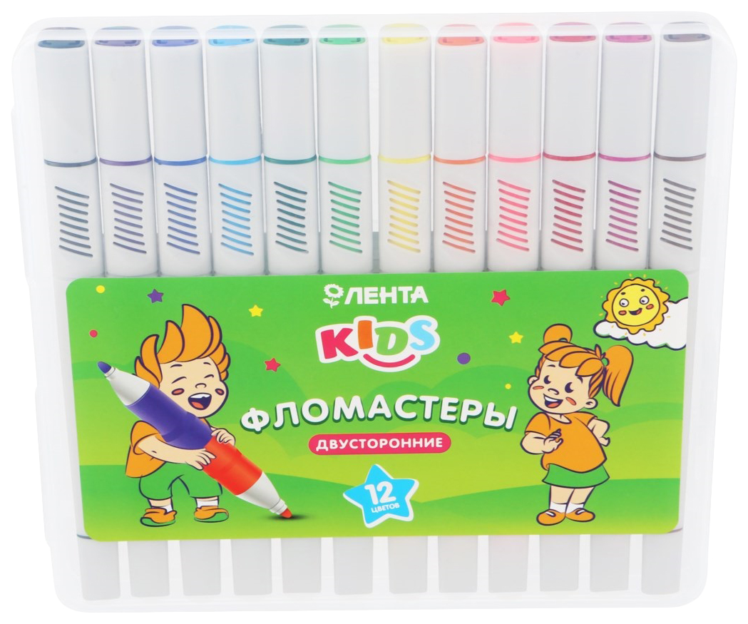 Фломастеры Лента Kids лайнер-кисть 12 шт.