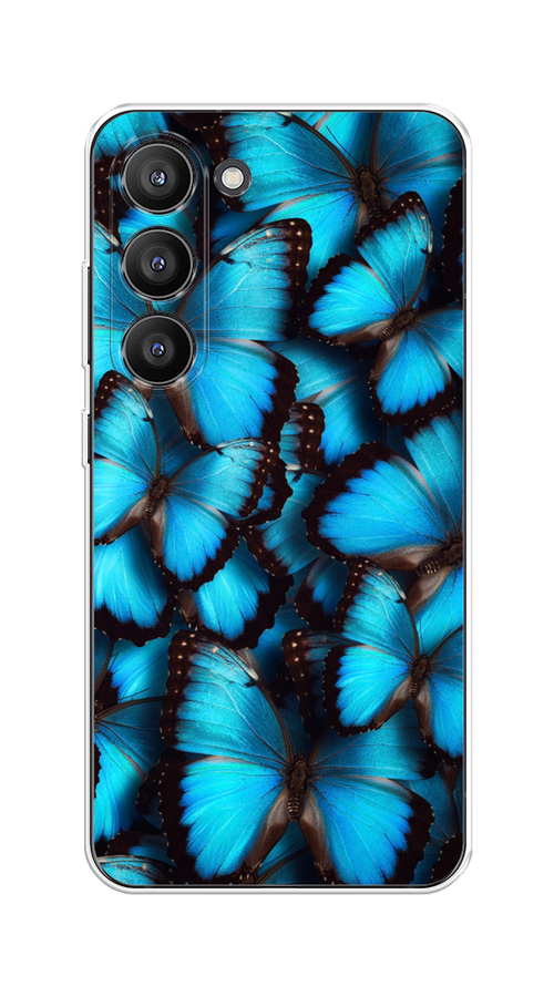 

Чехол на Samsung Galaxy S23 5G "Тропическая бабочка 2", Голубой;черный, 2107350-1