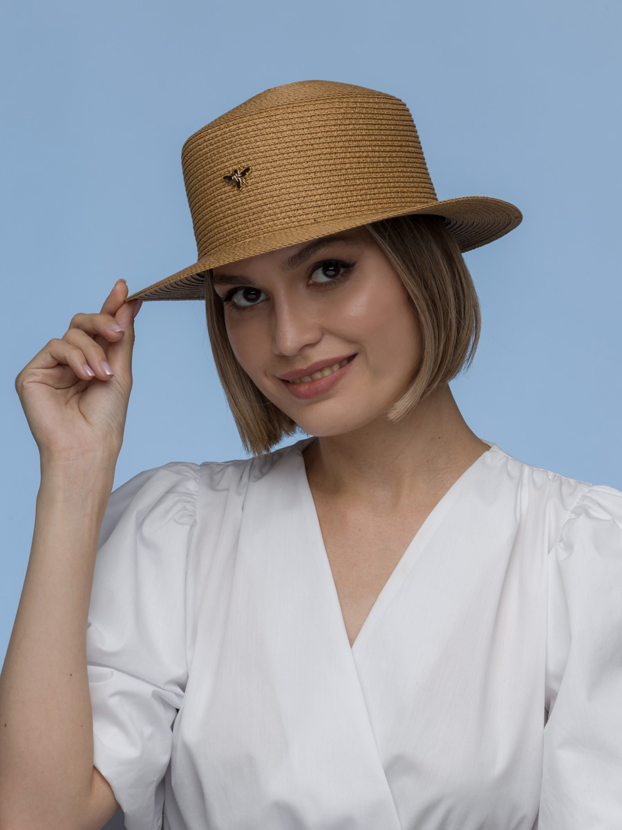 Шляпа женская vintage+ 610LВБ коричневая, р.55-55