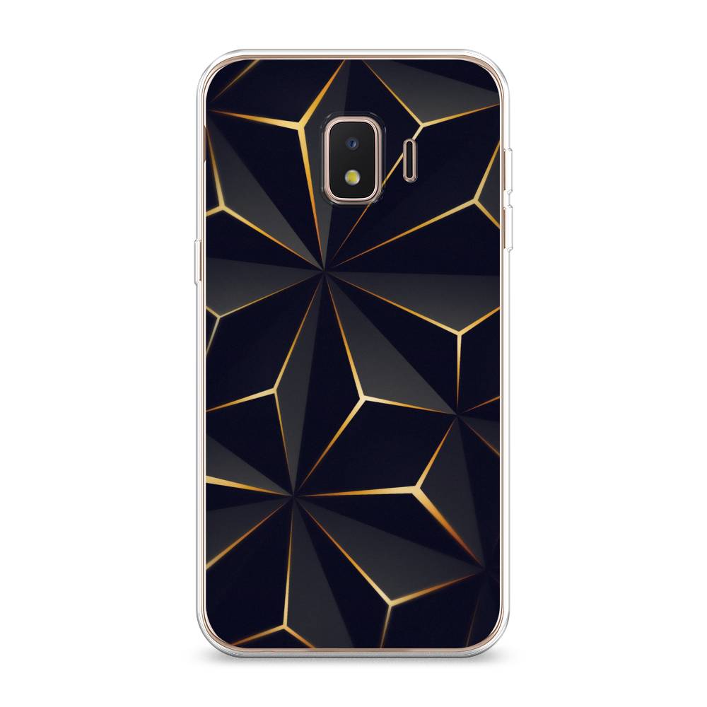 

Чехол на Samsung Galaxy J2 Core (2020) "Черные полигоны", Золотистый;черный, 2100550-3