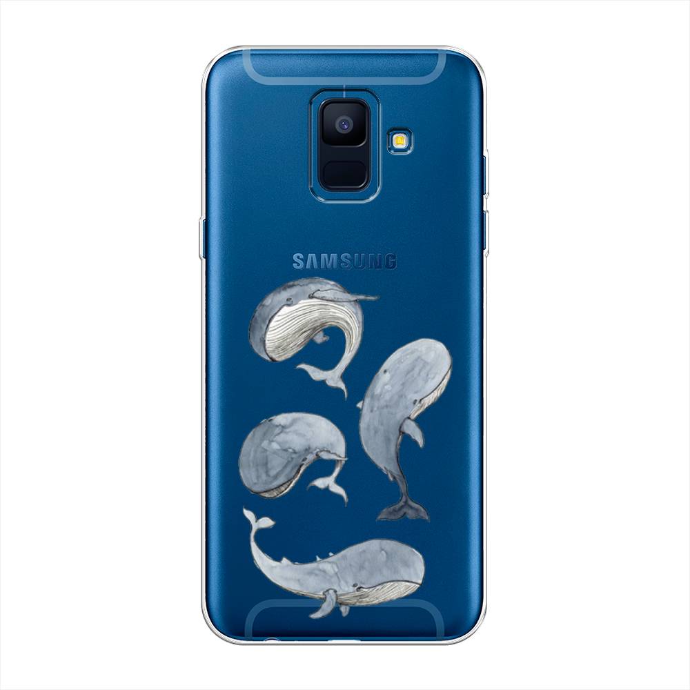 

Чехол Awog на Samsung Galaxy A6 "Киты", Белый;прозрачный;голубой, 25950-1