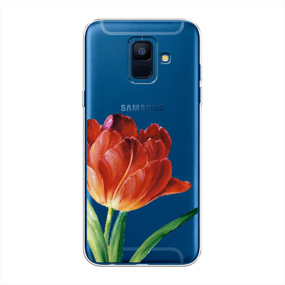 

Чехол Awog на Samsung Galaxy A6 "Красный тюльпан", Оранжевый;зеленый, 25950-8