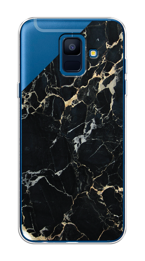 

Чехол Awog на Samsung Galaxy A6 "Черный мрамор уголок", Черный;золотистый, 25950-3