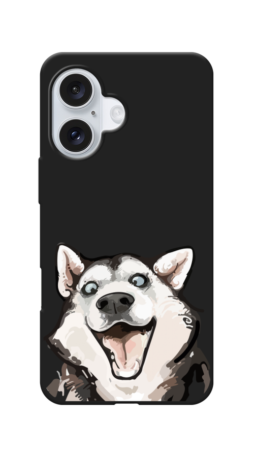 

Чехол Awog на Apple iPhone 16 "Радостный хаски", Белый;голубой;черный, 16052-1