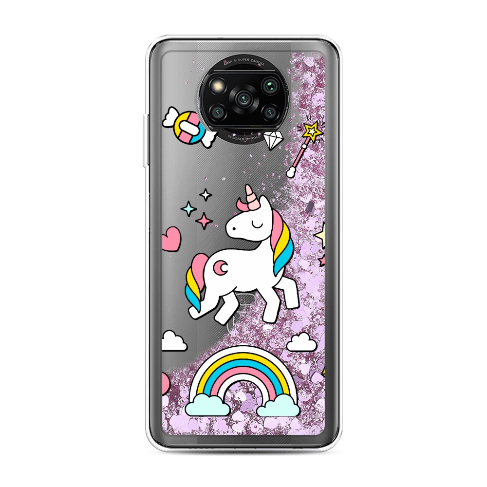 

Жидкий чехол с блестками "Принцесса единорог" на Xiaomi Poco X3 Pro, 310694-1