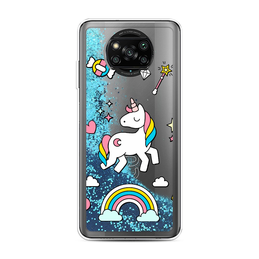 

Жидкий чехол с блестками "Принцесса единорог" на Xiaomi Poco X3 Pro, 310693-1