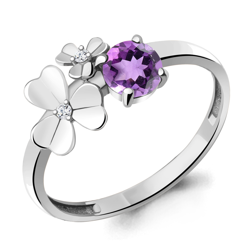 

Кольцо из серебра с аметистом р. 19 Aquamarine 6956104А_925_р, 6956104А_925_р