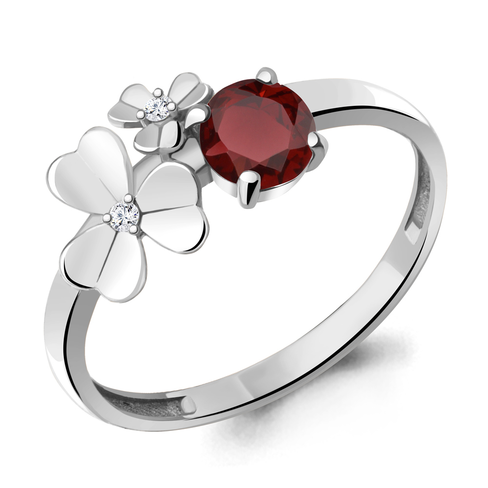 

Кольцо из серебра с гранатом р. 16,5 Aquamarine 6956103А_925_р, 6956103А_925_р