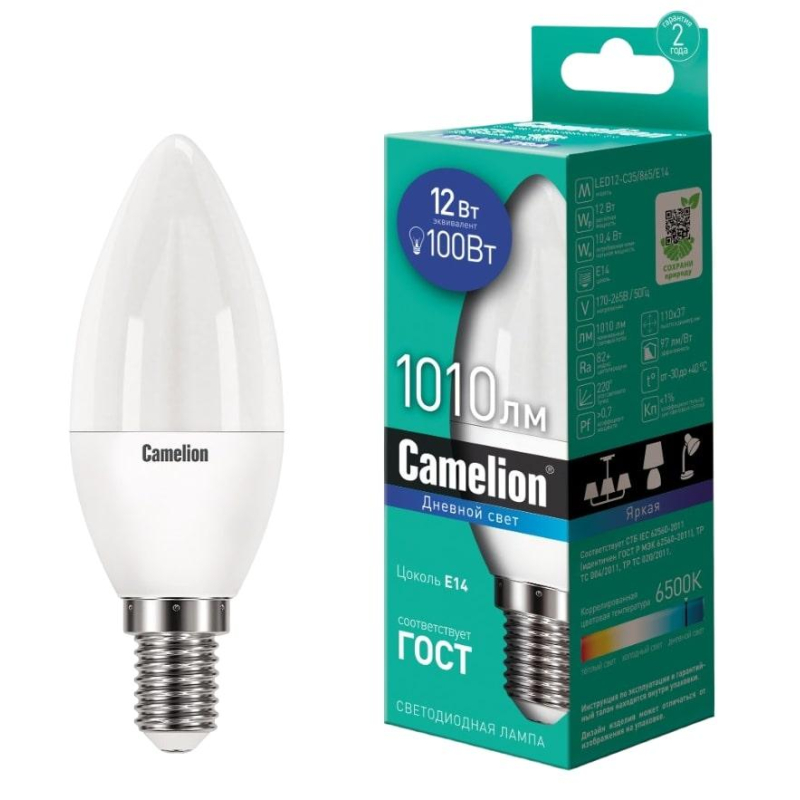 

Лампа светодиодная Camelion LED12-C35/865/E14 12Вт 220В