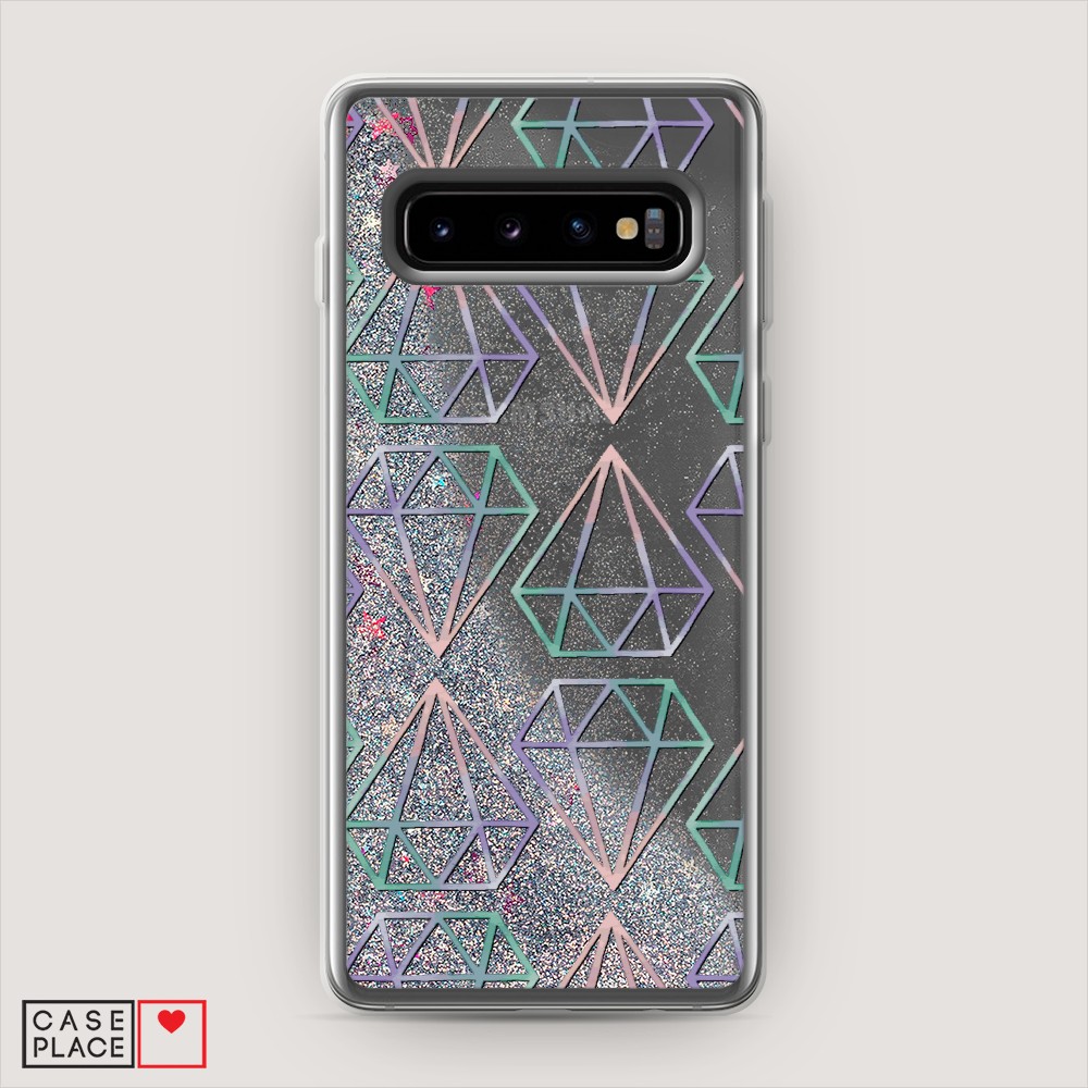 

Жидкий чехол с блестками "Бриллианты голографика" на Samsung Galaxy S10, 27091-1