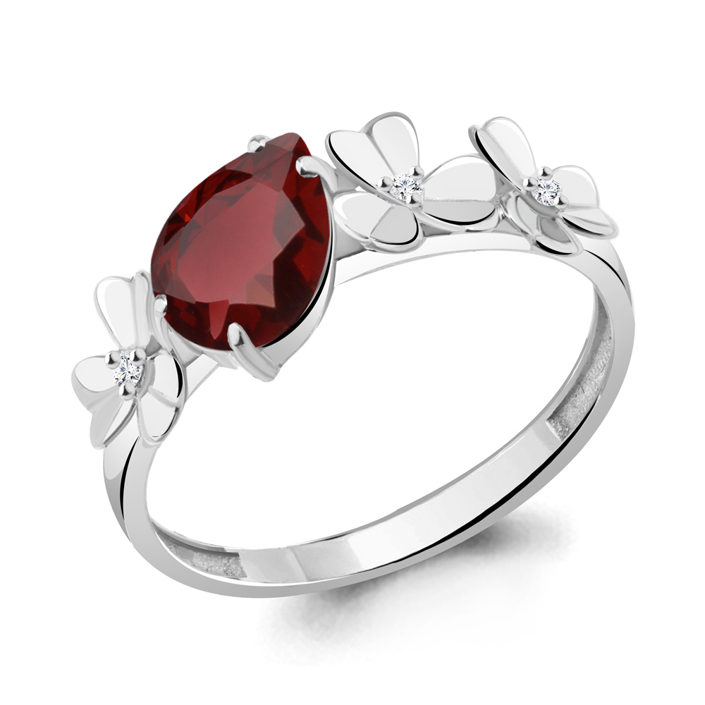 фото Кольцо из серебра с гранатом р. 16,5 aquamarine 6956003а_925_р