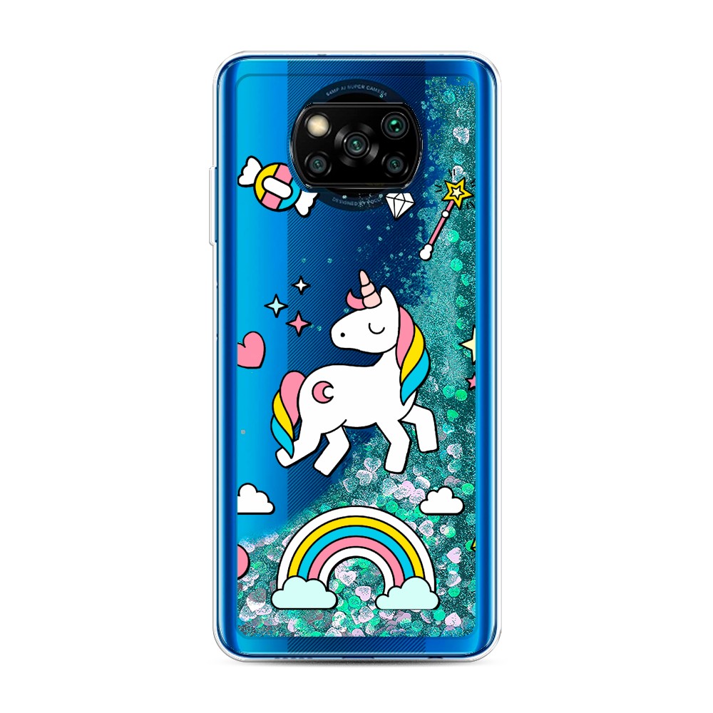 

Жидкий чехол с блестками "Принцесса единорог" на Xiaomi Poco X3 NFC, 39295-1