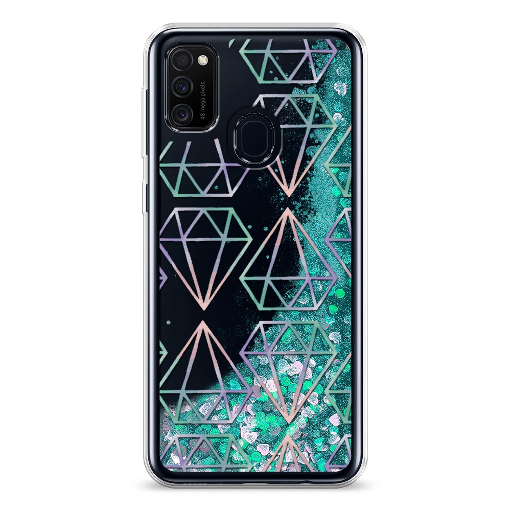 

Жидкий чехол с блестками "Бриллианты голографика" на Samsung Galaxy M21, 29795-1