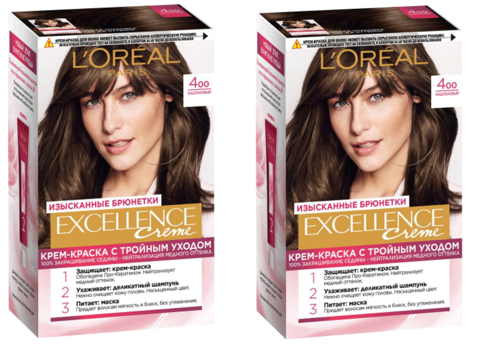 

Краска для волос L'Oreal Paris 400 Каштановый 270 мл 2 шт
