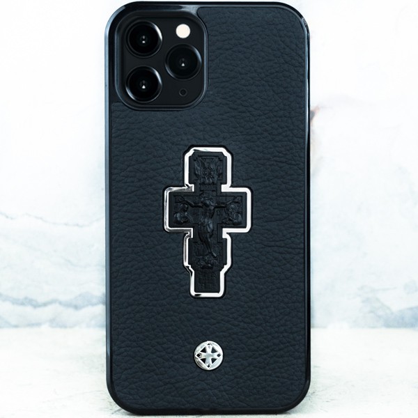 

Чехол iPhone 15 Pro - Euphoria HM Crucifix Cross - Euphoria HM Premium - Распятие, Серебристый;черный, iPhone 15 Pro