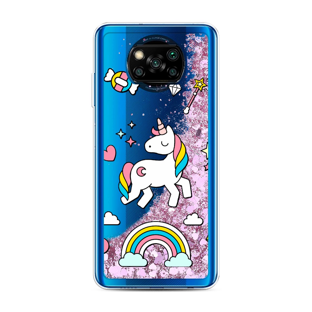 

Жидкий чехол с блестками "Принцесса единорог" на Xiaomi Poco X3 NFC, 39294-1