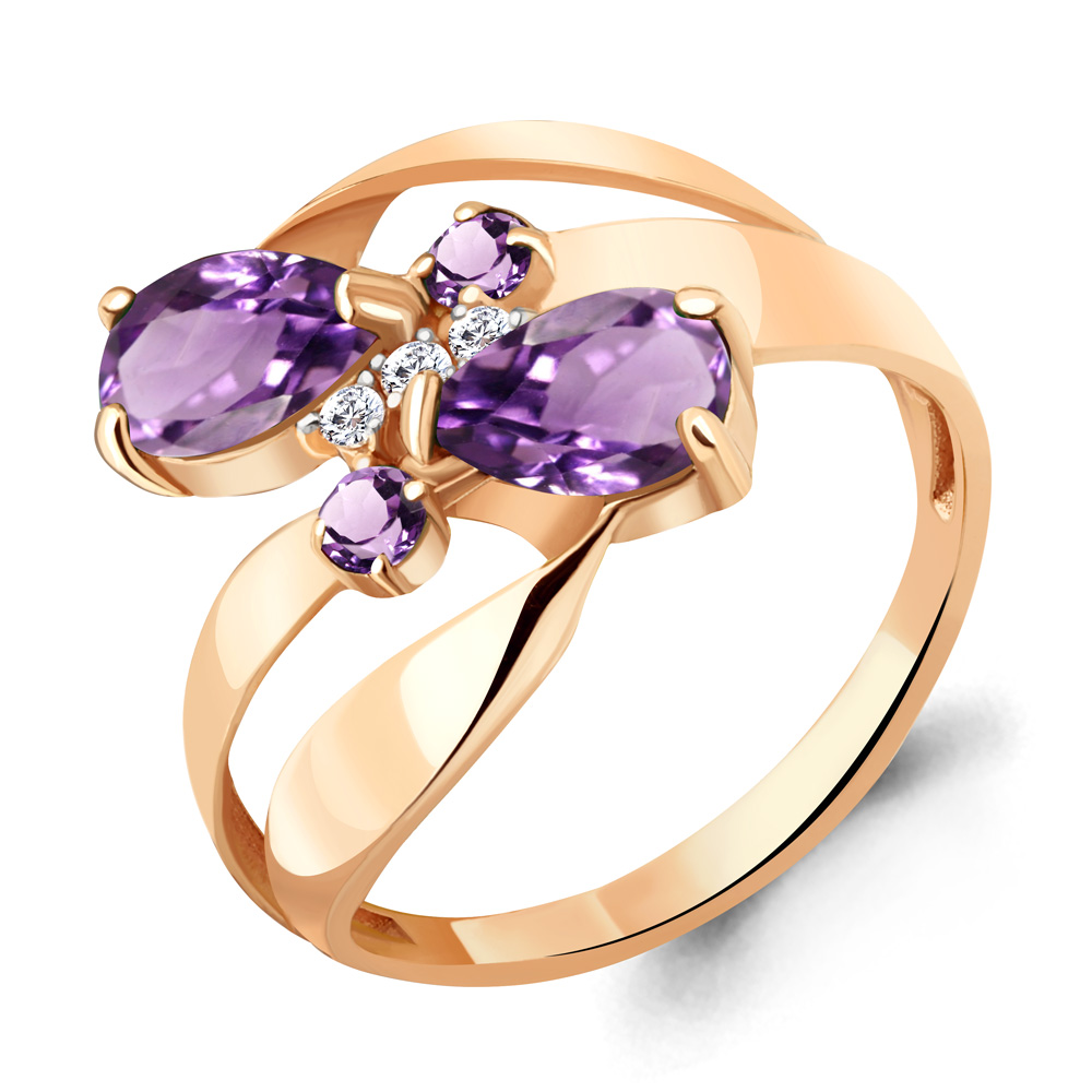 

Кольцо из серебра с аметистом р. 17,5 Aquamarine 6954204А_925_з, 6954204А_925_з