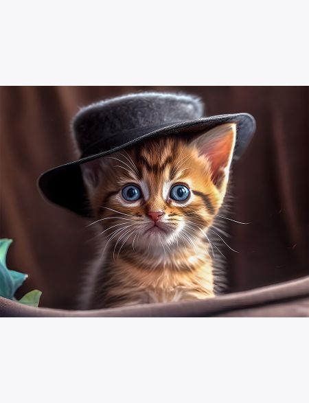 

Алмазная мозаика на подрамнике Котёнок в шляпе, 40x30 см, 30 цветов, 63248, ПРА-287