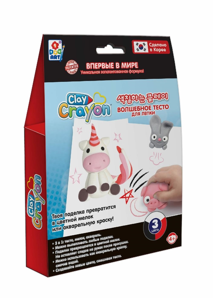 Набор тесто-мелков Clay Crayon Единорог 3 цвета по 30 гр Т19013 1toy clay crayon набор тесто мелков 5 ов по 30 гр