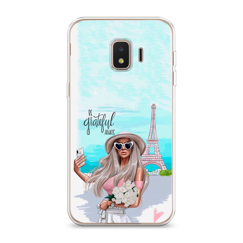 

Чехол на Samsung Galaxy J2 Core (2020) "Селфи Париж", Голубой;бежевый, 2100550-6