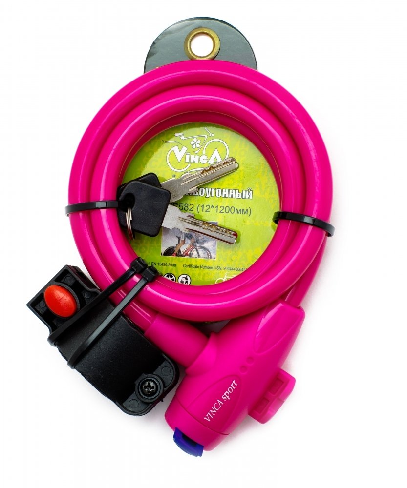 

Замок Vinca Sport VS 582 12mm x 120cm Pink, VS 582