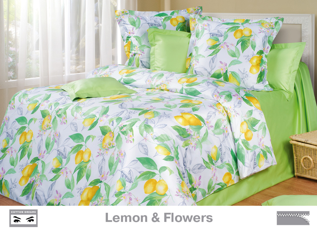 Постельное белье Cotton Dreams Lemon & Flowers 2-х спальный, наволочки 50х70