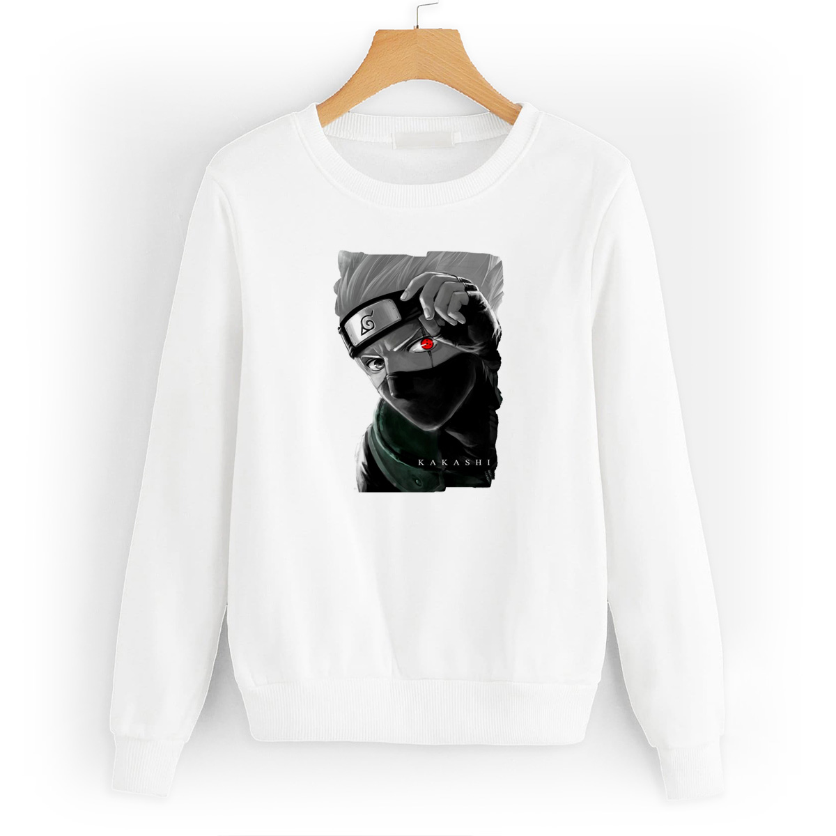 

Свитшот белый CoolPodarok Аниме Наруто Какаси Naruto Kakashi (с красным глазом), 4W041319