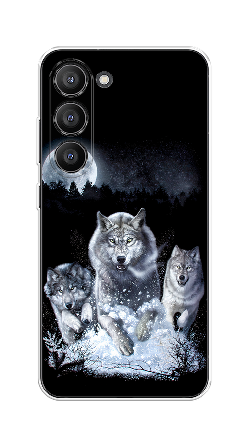 

Чехол на Samsung Galaxy S23 5G "Стая волков под луной", Черный;белый;серый, 2107350-1