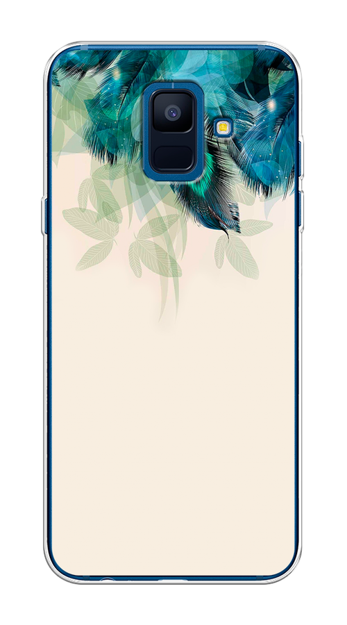 

Чехол Awog на Samsung Galaxy A6 "Перья голубого цвета", Бежевый;синий;голубой, 25950-2