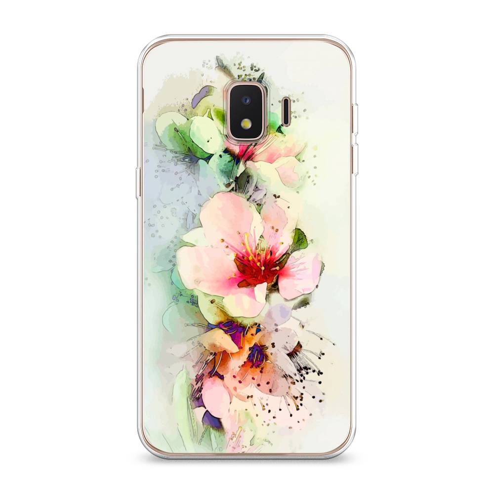 

Чехол на Samsung Galaxy J2 Core (2020) "Нежные цветы", Зеленый;розовый, 2100550-2