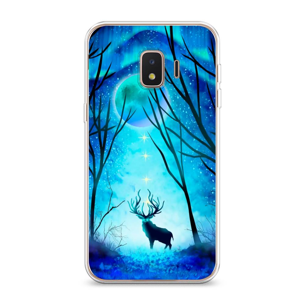

Чехол на Samsung Galaxy J2 Core (2020) "Олень северное сияние", Синий;черный;голубой, 2100550-1