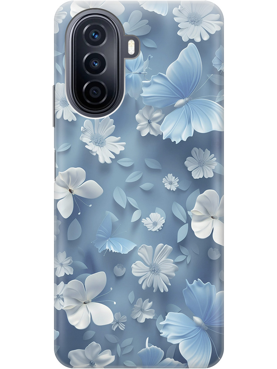 

Силиконовый чехол на Huawei nova Y70 с принтом "Голубые бабочки", Прозрачный;белый;голубой, 740133410