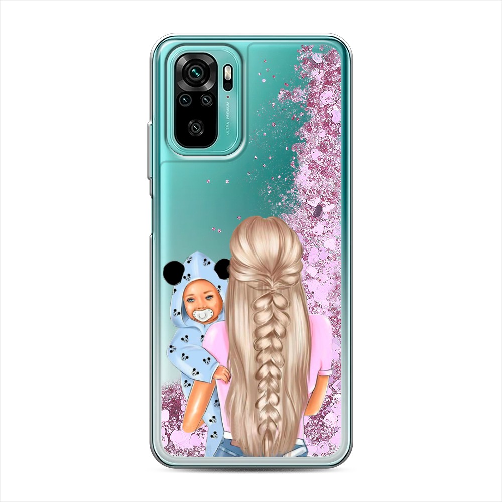 

Жидкий чехол с блестками "Молодая мама" на Xiaomi Redmi Note 10S