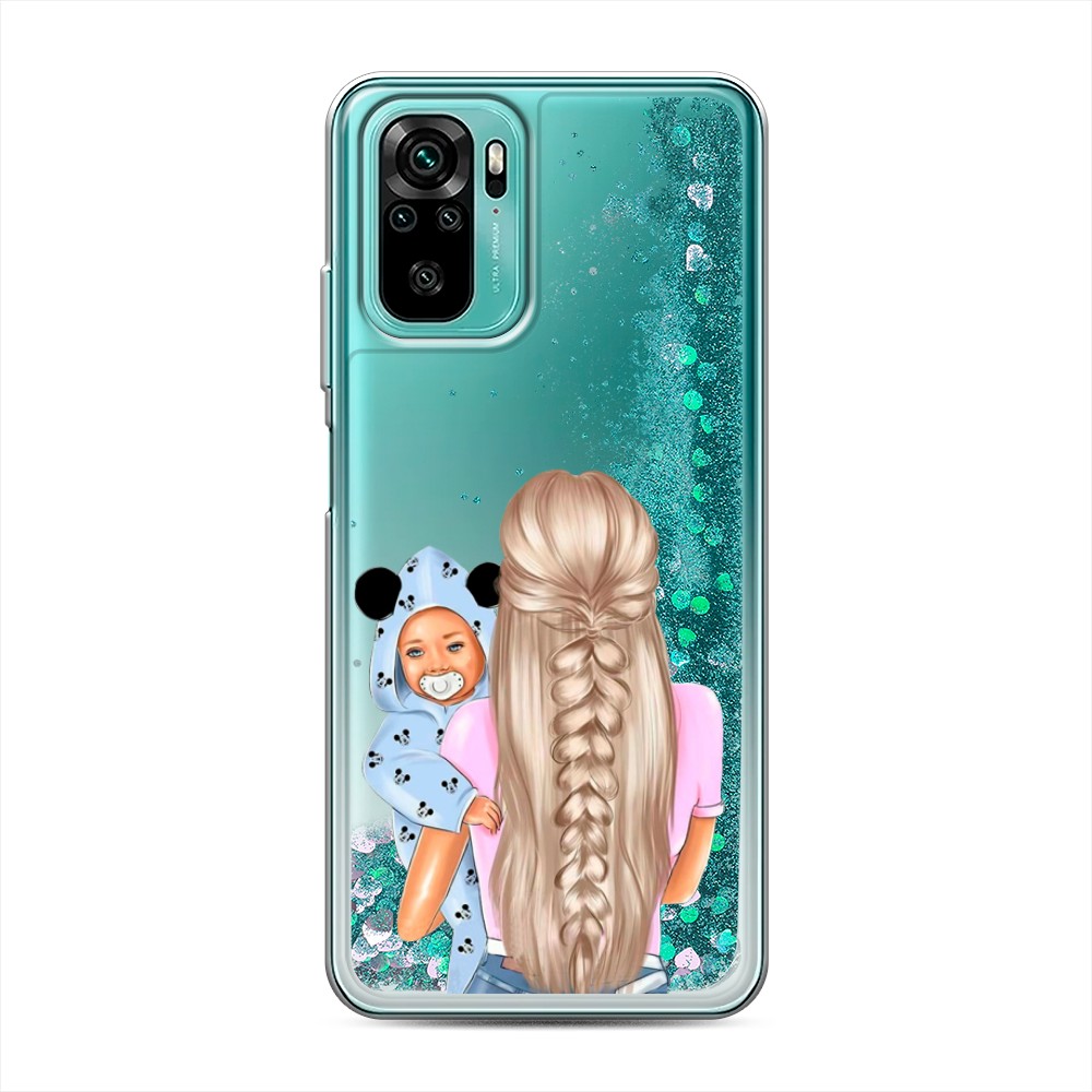 

Жидкий чехол с блестками "Молодая мама" на Xiaomi Redmi Note 10