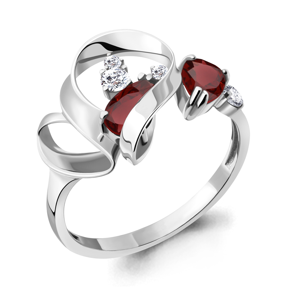 

Кольцо из серебра с гранатом р. 17,5 Aquamarine 6953203А_925_р, 6953203А_925_р